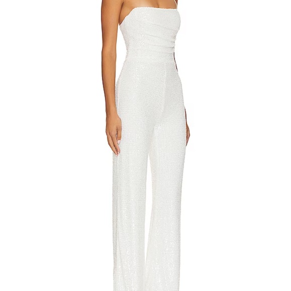 Sequin white strapless jumpsuit - Picture 4 of 5
